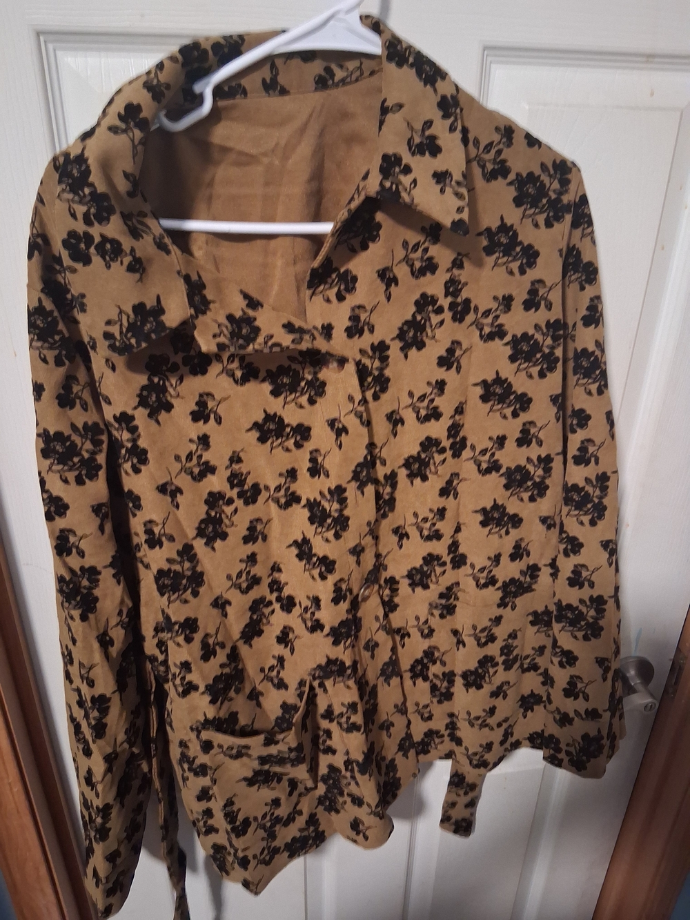 Women's Tan Floral Print Blazer Jacket